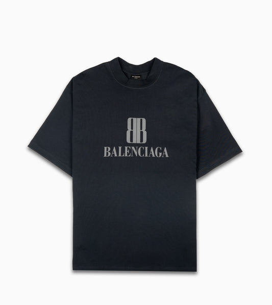 BALENCIAGA Nano Bb T-shirt Medium Fit in Black Faded