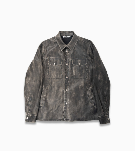 PALM ANGELS Curved Logo Coated Overshirt