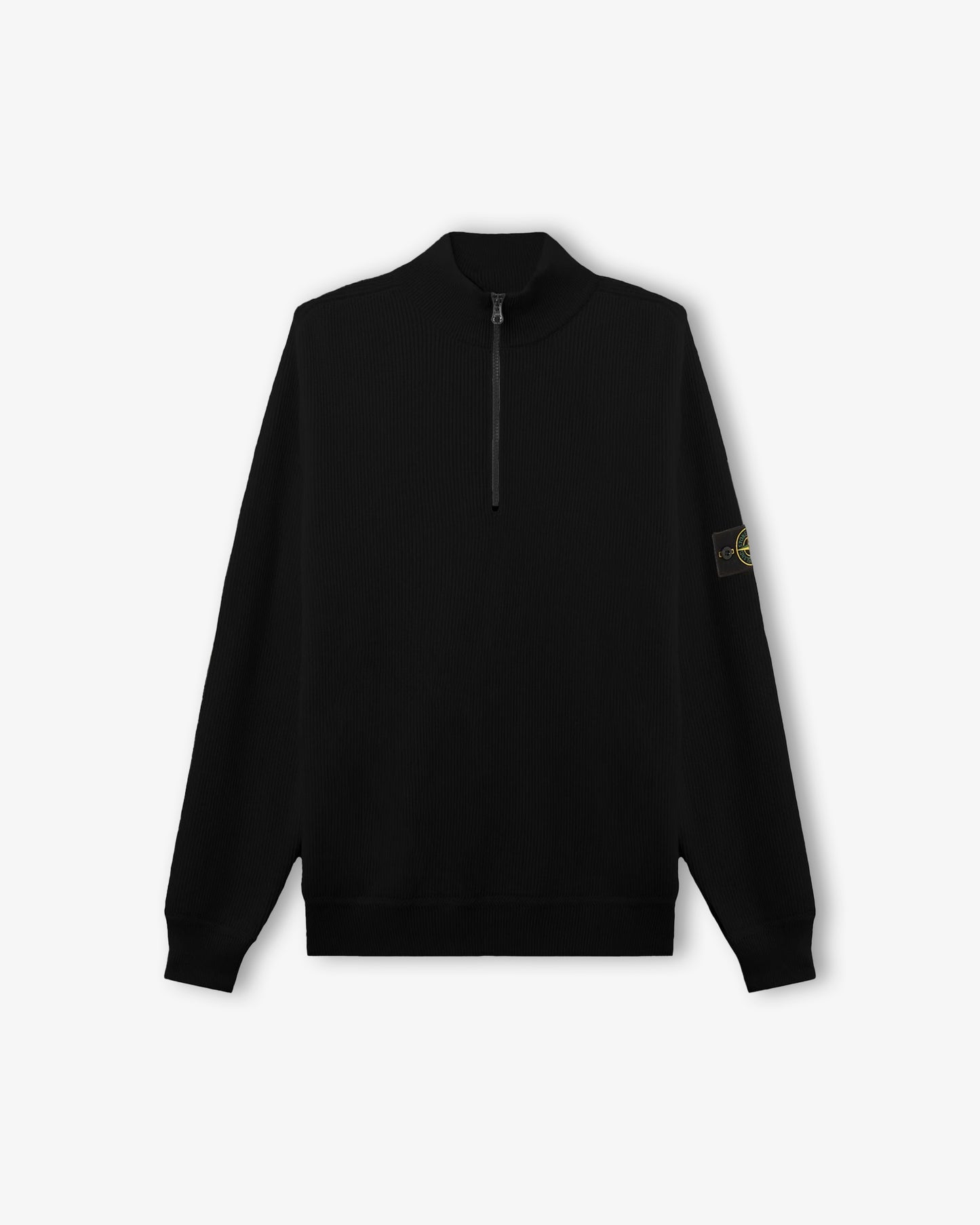 STONE ISLAND Ribbed Soft Organic Cotton Polo Black