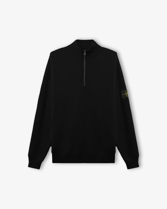 STONE ISLAND Ribbed Soft Organic Cotton Polo Black