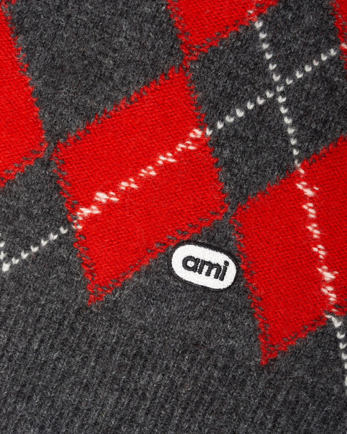 AMI PARIS Zipped Collar Sweater with Ami Bouclette Oval Patch