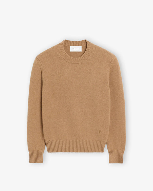 AMI PARIS Crewneck Sweater with Tonal ADC Camel