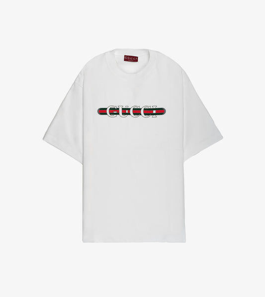 GUCCI Heavy Cotton T-Shirt with Gucci Print in White