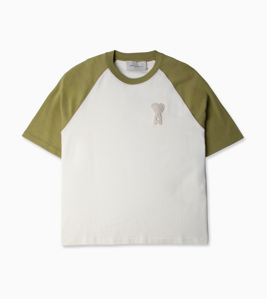 AMI PARIS Boxy Fit Bicolor T-Shirt White Matcha