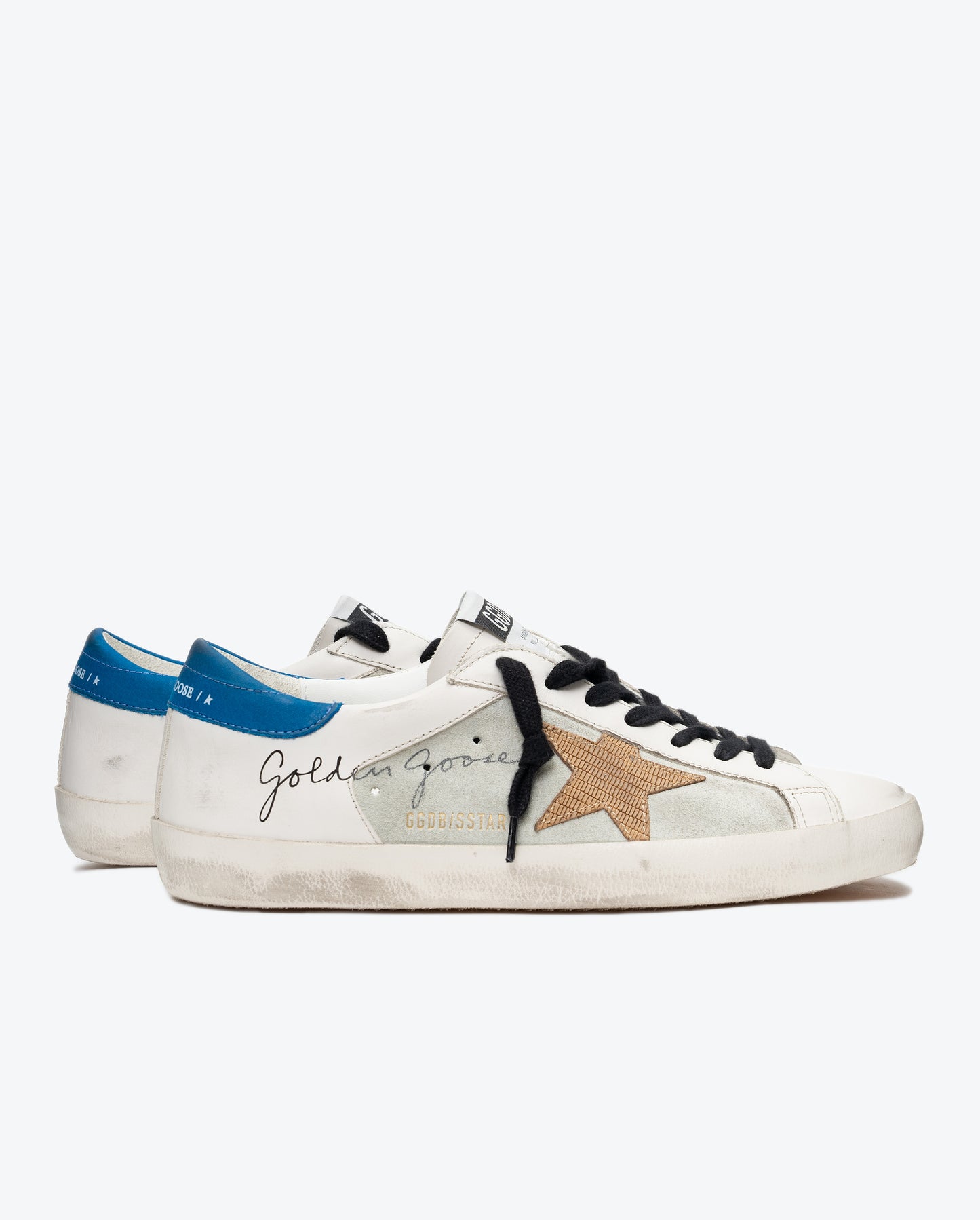 GOLDEN GOOSE Super Star Leather and Suede Upper Lizard Printed Star Nabuk Heel