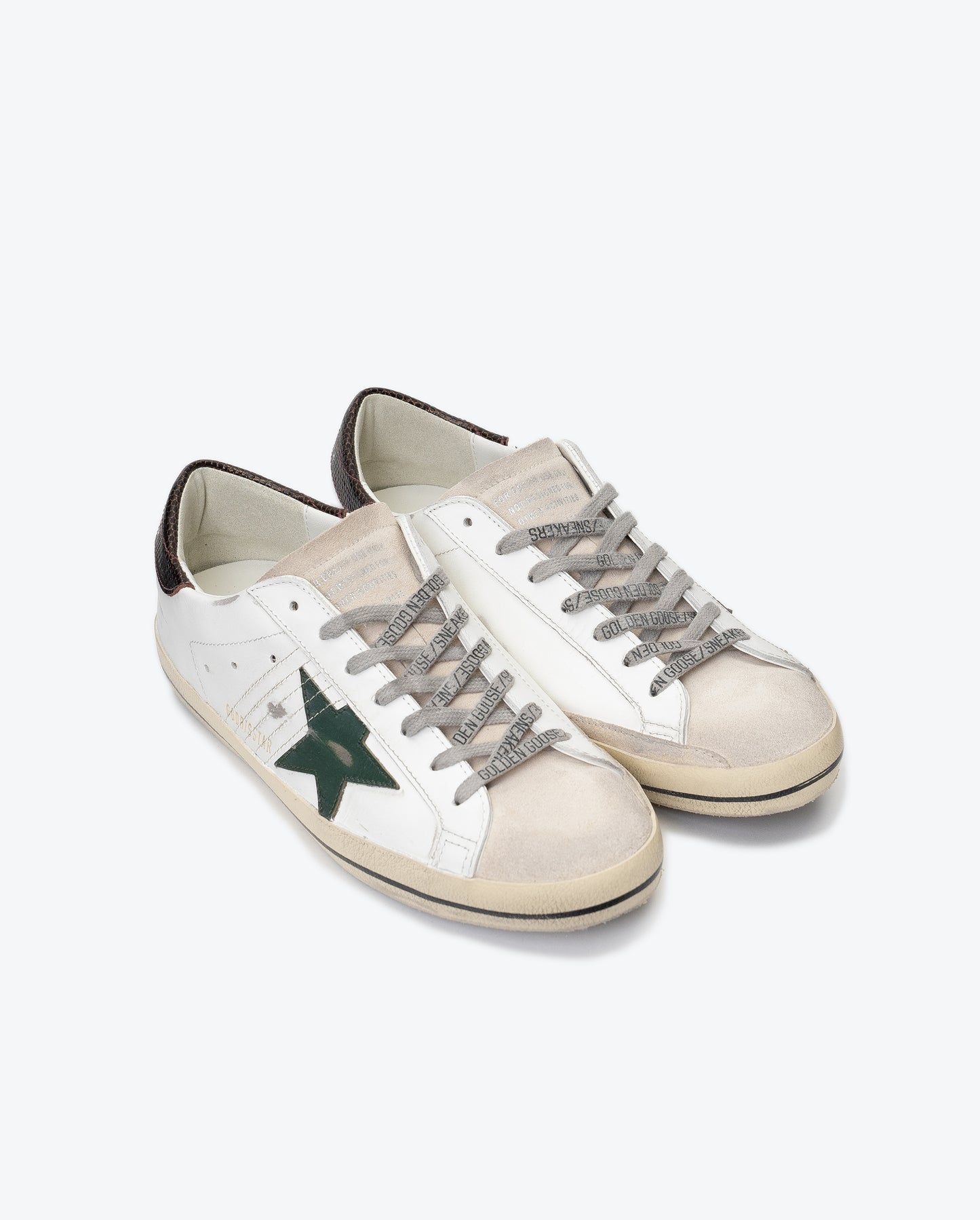 GOLDEN GOOSE Super Star Leather Upper and Star Suede Toe Lizard Printed Heel