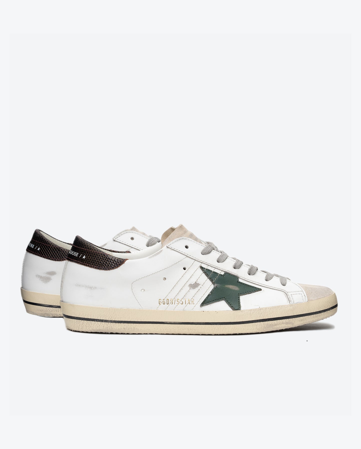 GOLDEN GOOSE Super Star Leather Upper and Star Suede Toe Lizard Printed Heel