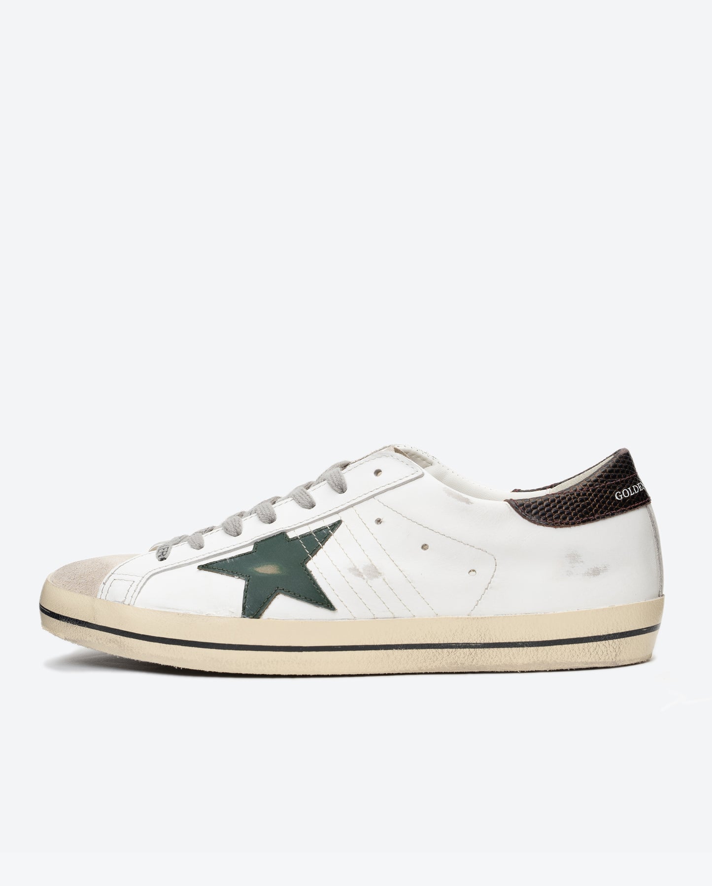 GOLDEN GOOSE Super Star Leather Upper and Star Suede Toe Lizard Printed Heel