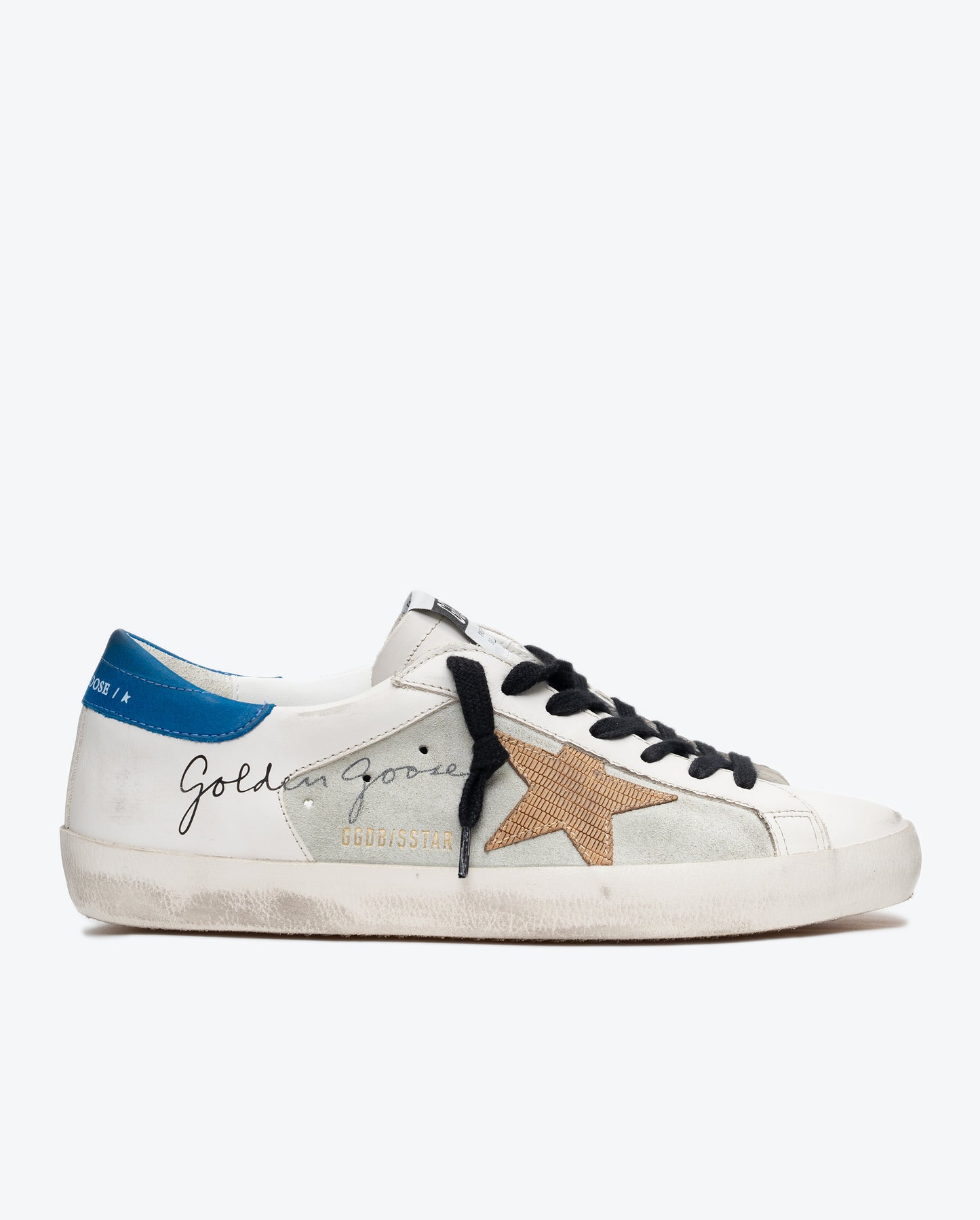 GOLDEN GOOSE Super Star Leather and Suede Upper Lizard Printed Star Nabuk Heel