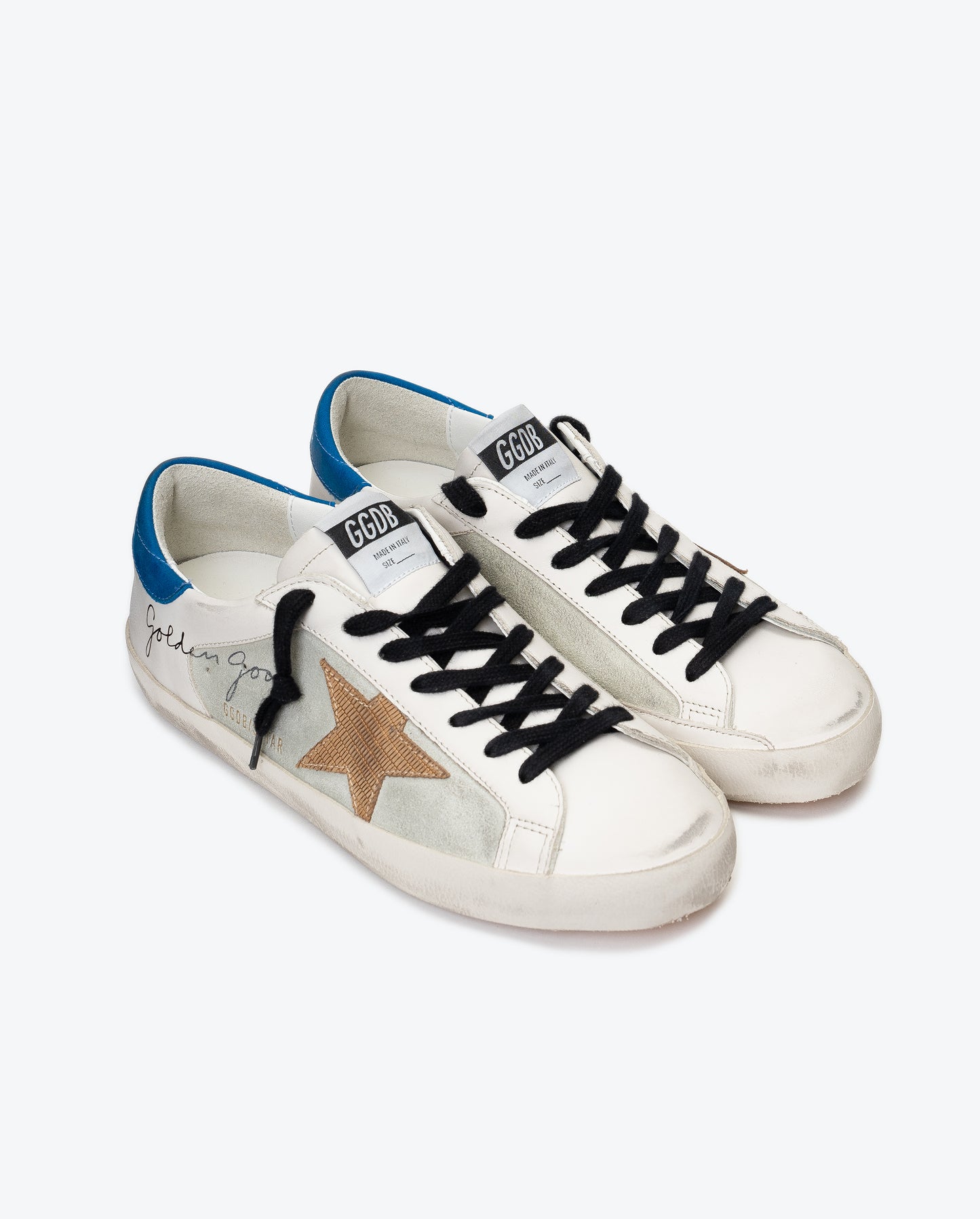 GOLDEN GOOSE Super Star Leather and Suede Upper Lizard Printed Star Nabuk Heel