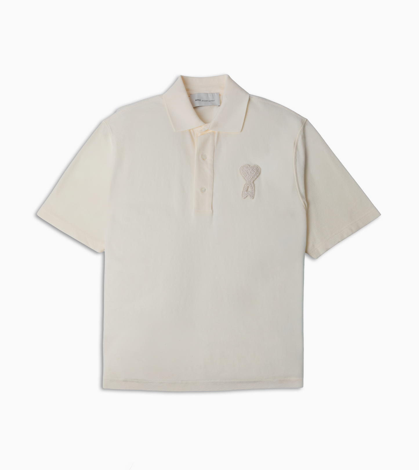 AMI PARIS Boxy Fit Polo Knitted Patch Cream