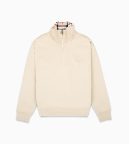 BURBERRY Cotton sweatshirt with half zip and check collar