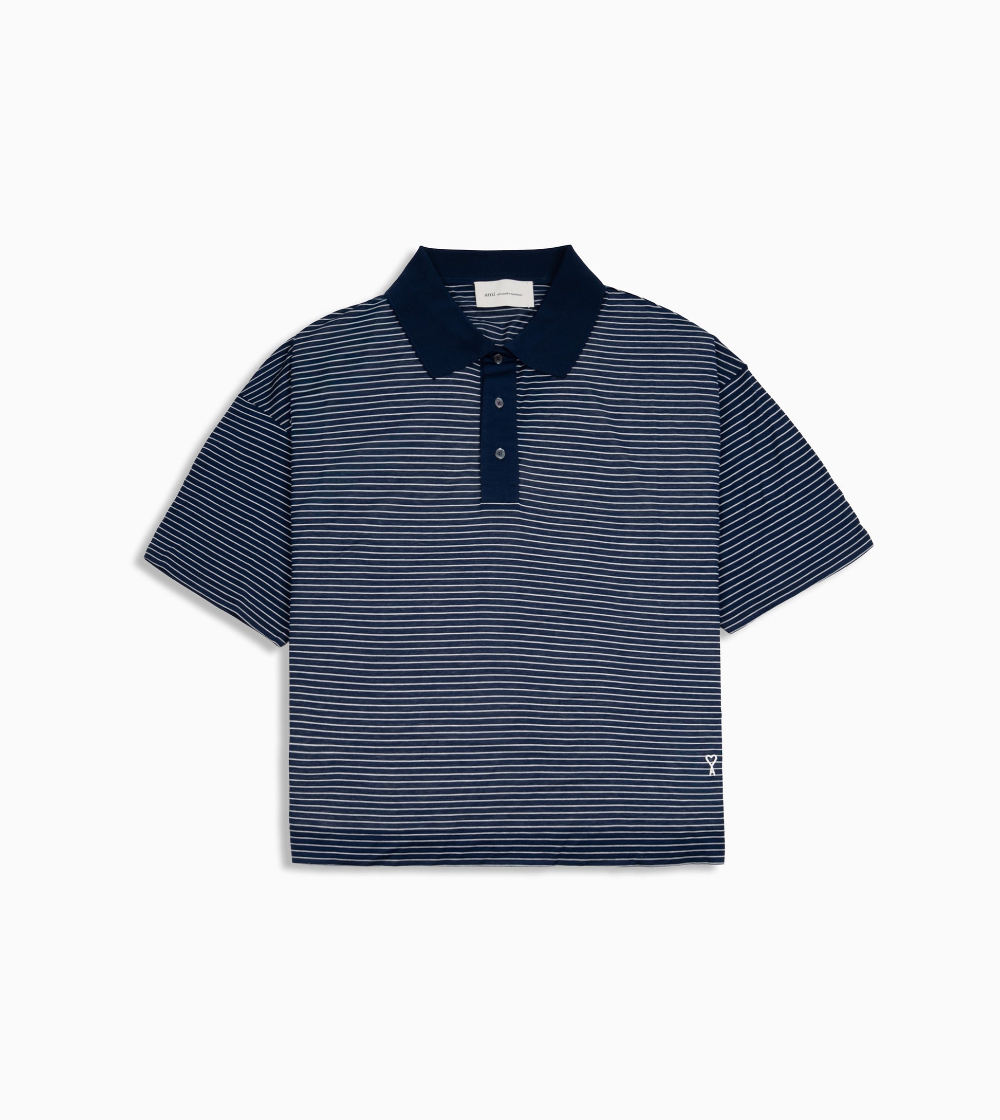 Polo AMI Paris de rayas corte boxy fit con parche de logo para hombre