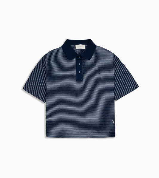 Polo AMI Paris de rayas corte boxy fit con parche de logo para hombre