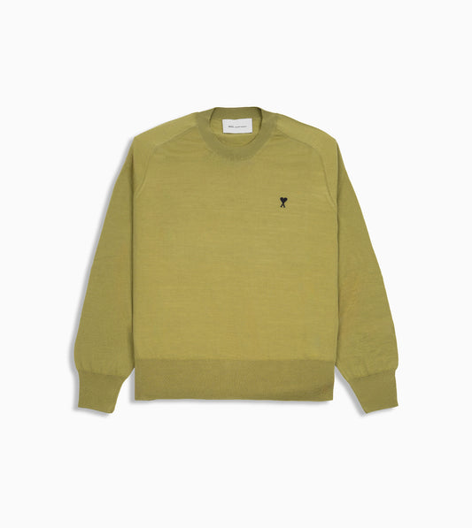 Sudadera AMI Paris verde matcha con logo en contraste