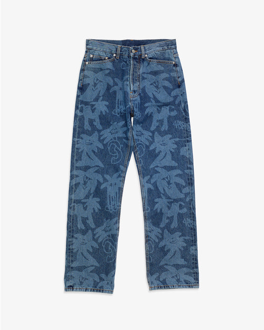 PALM ANGELS Palmity Allover Laser Denim