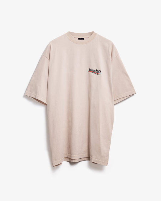 BALENCIAGA Political Campaign Large Fit T-shirt Beige