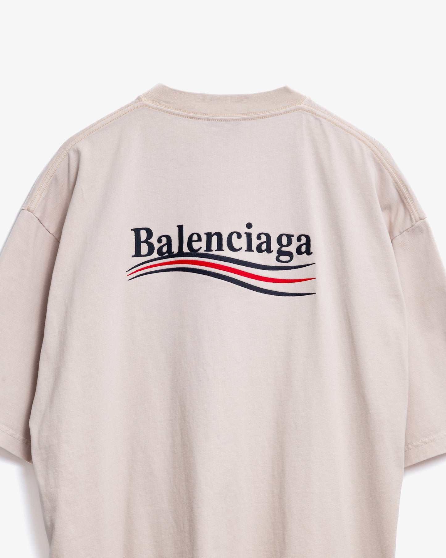 BALENCIAGA Political Campaign Large Fit T-shirt Beige