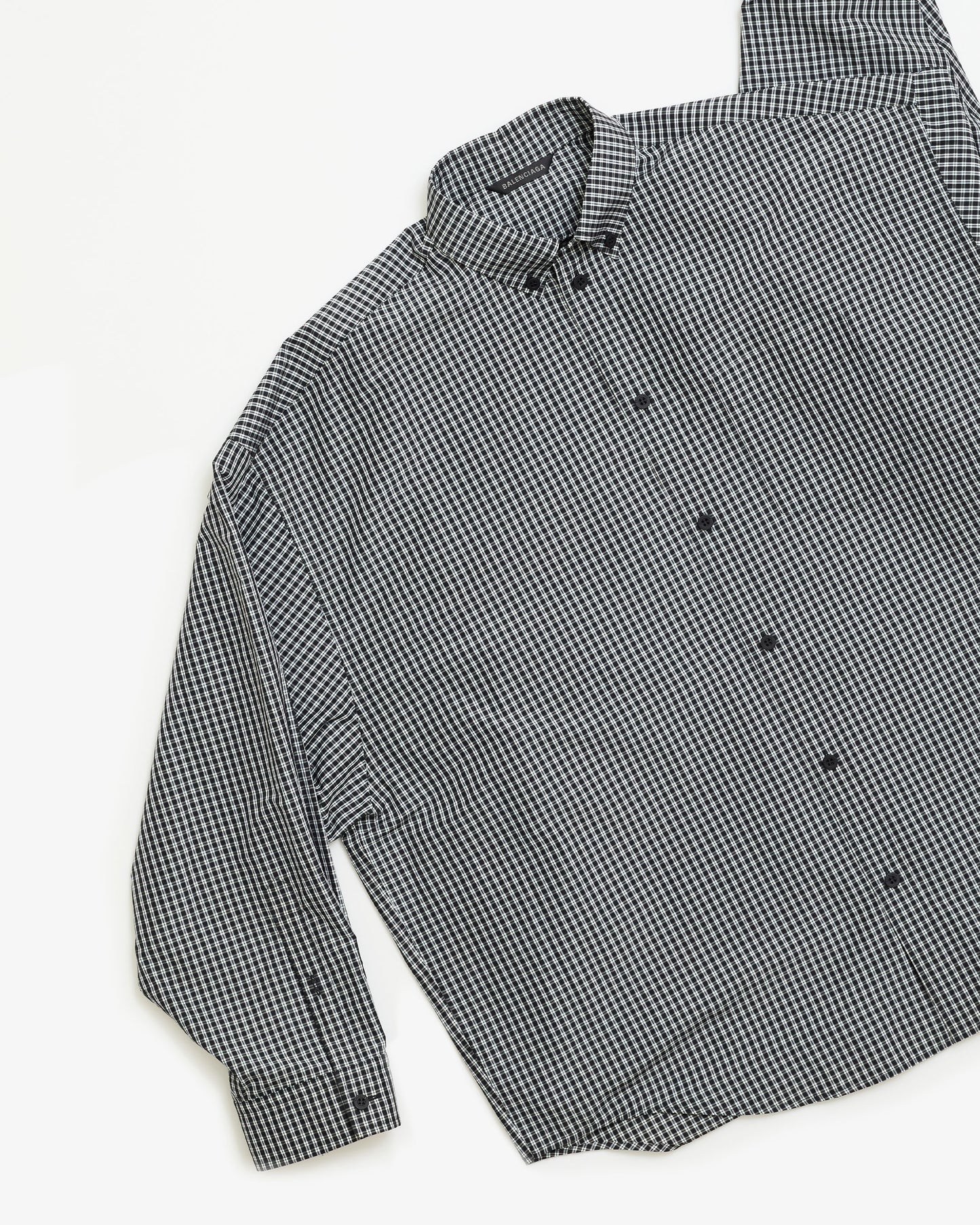 BALENCIAGA Micro Check Mix Cotton Shirt