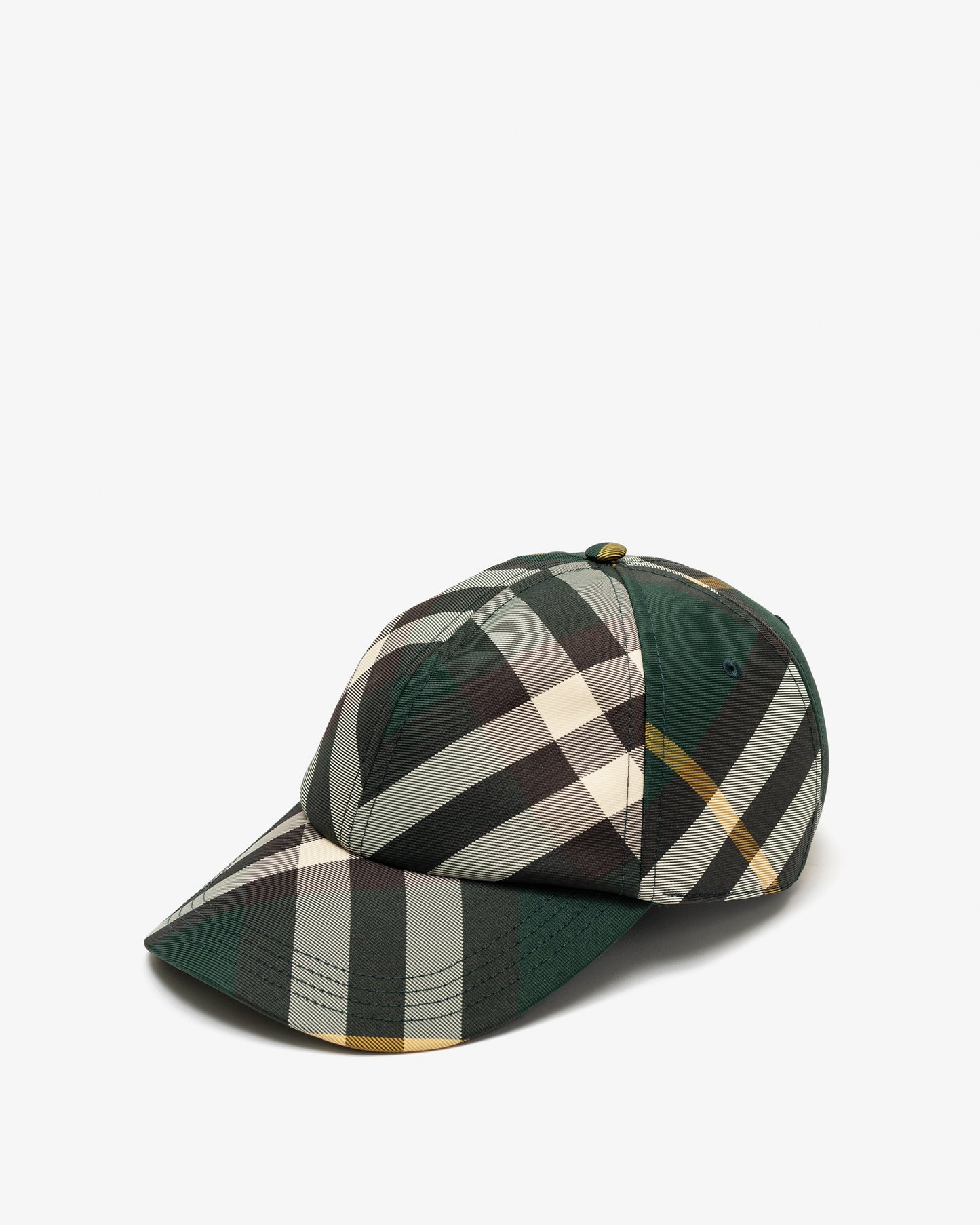 BURBERRY Check Baseball Cap Green