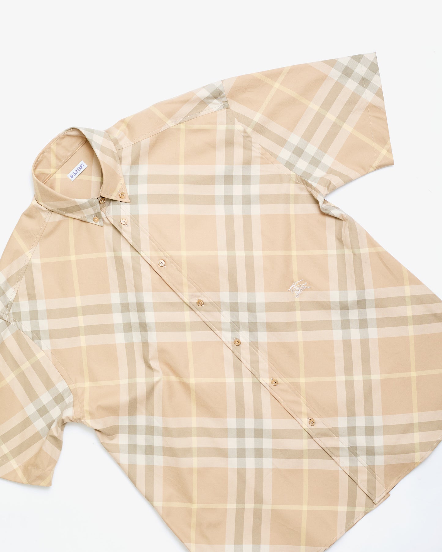 BURBERRY Check Cotton Shirt Beige