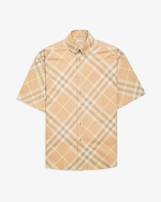 BURBERRY Check Cotton Shirt Beige