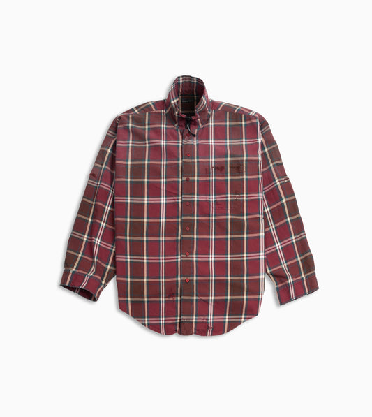 Camisa Balenciaga de franela roja para hombre con cierre de cremallera en mezcla de algodón