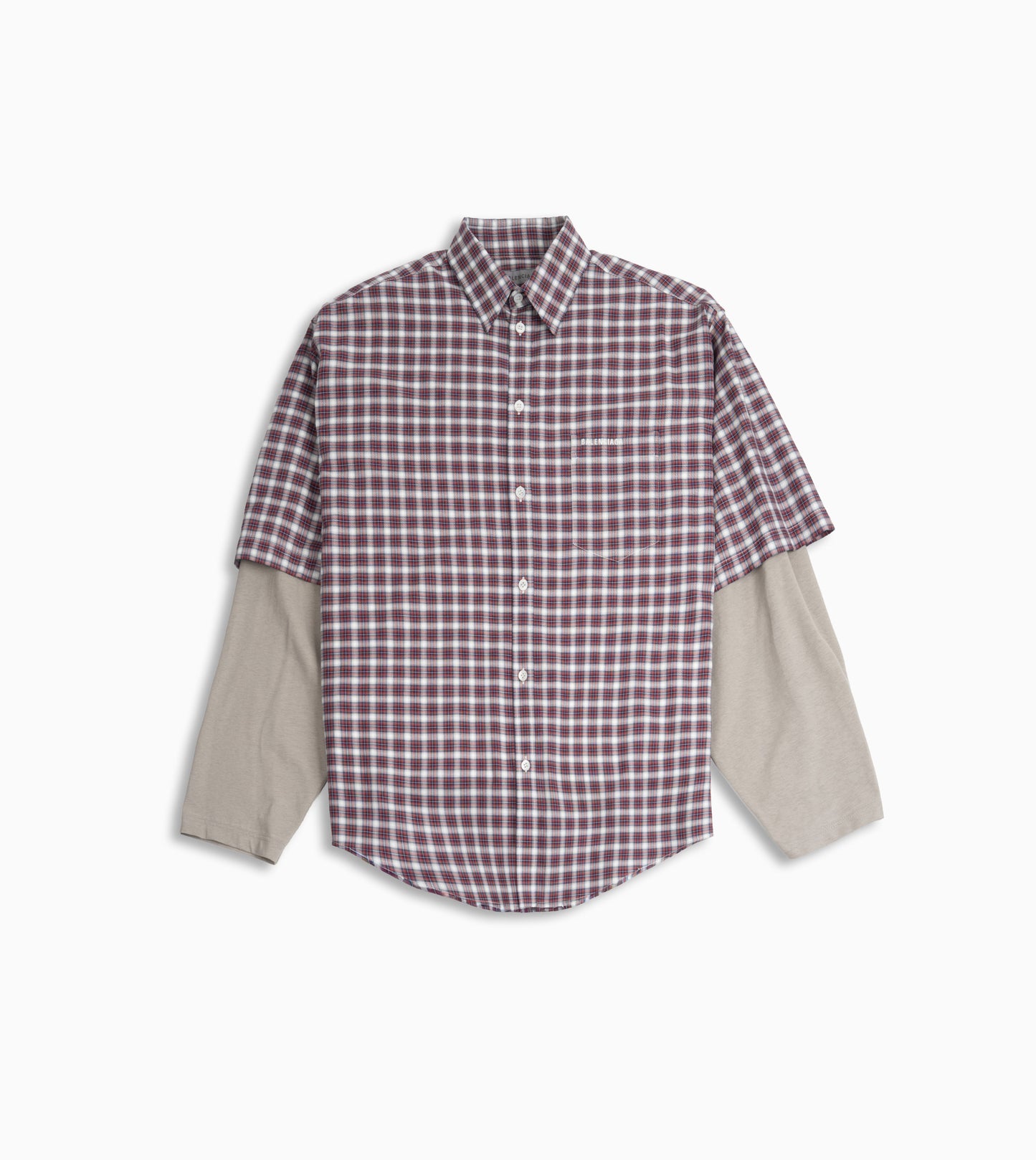 Camisa Balenciaga de cuadros para hombre de manga larga con diseño moderno