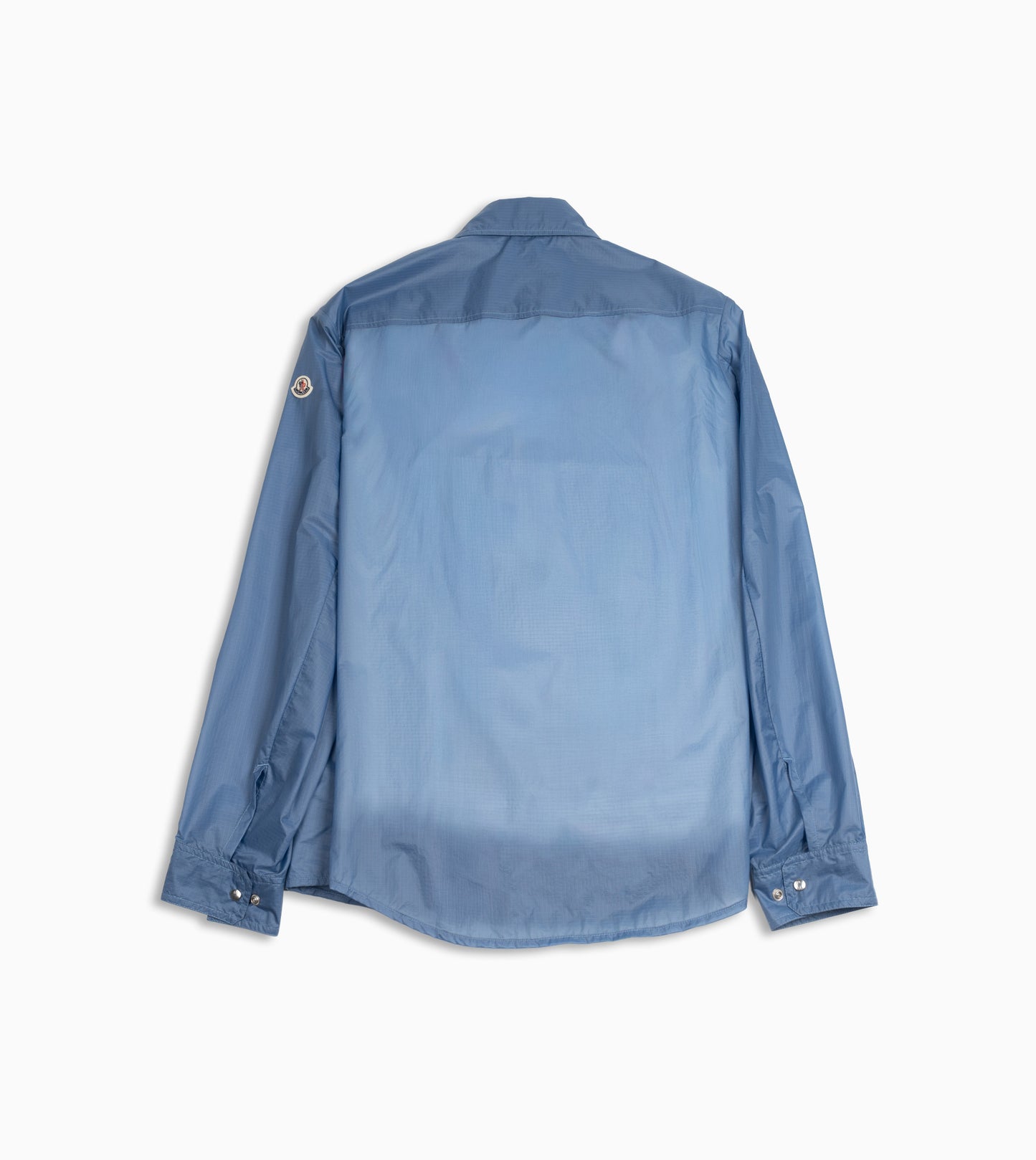 Camisa Moncler azul para hombre de manga larga con diseño elegante