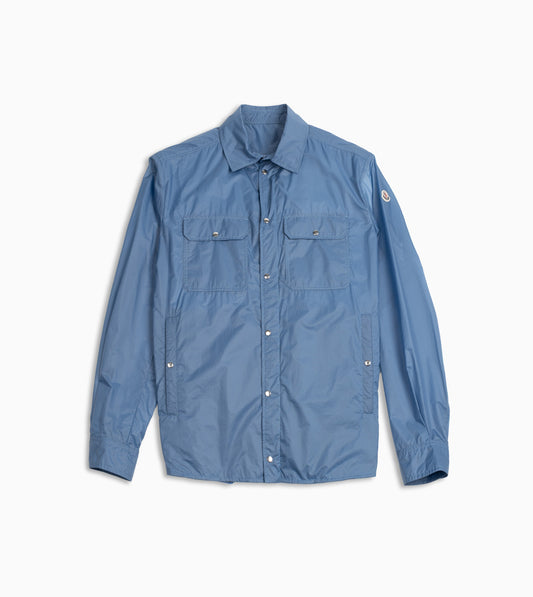 Camisa Moncler azul para hombre de manga larga con diseño elegante