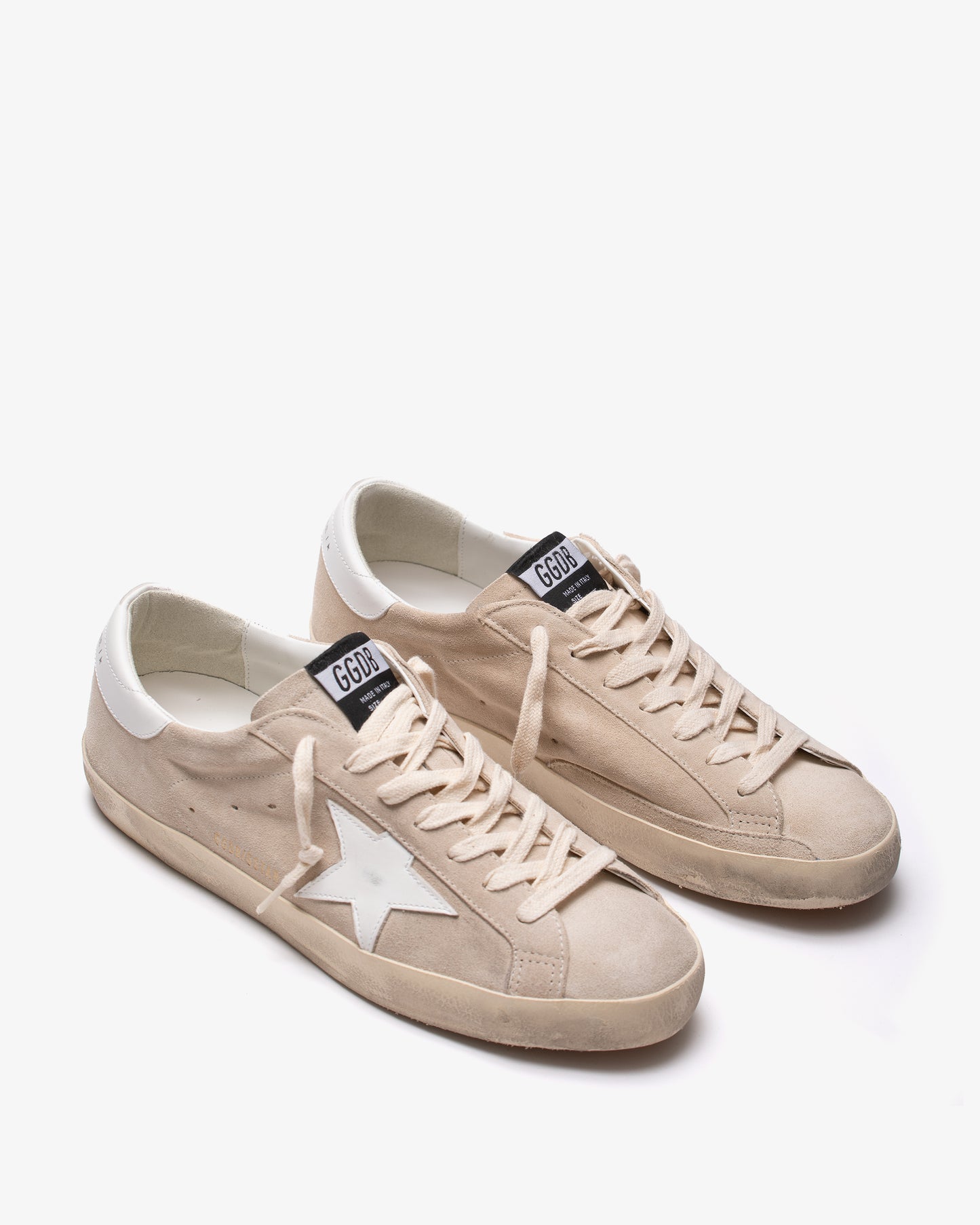 GOLDEN GOOSE Super-Star Suede Upper Leather Star and Heel Seedpearl/White