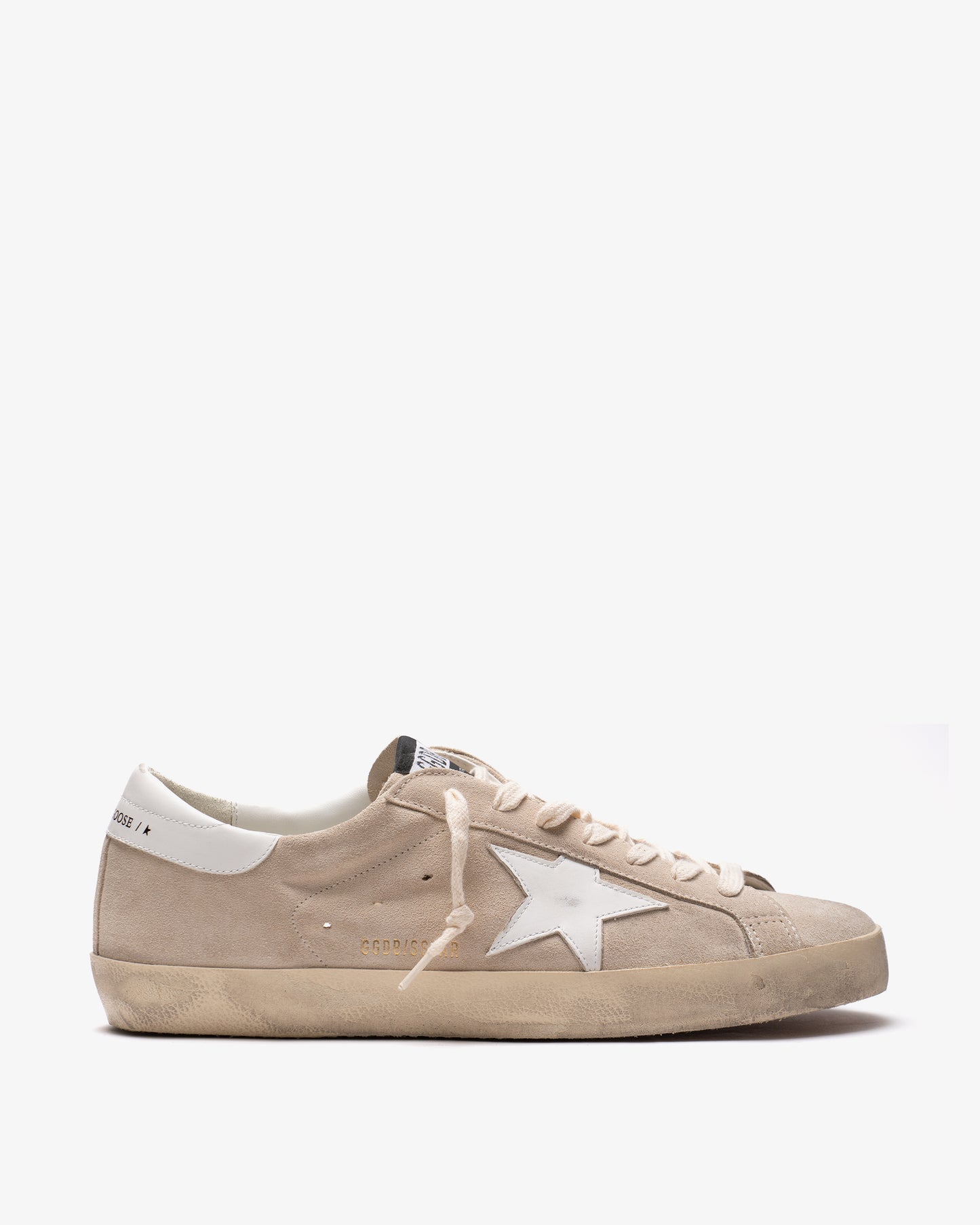 GOLDEN GOOSE Super-Star Suede Upper Leather Star and Heel Seedpearl/White