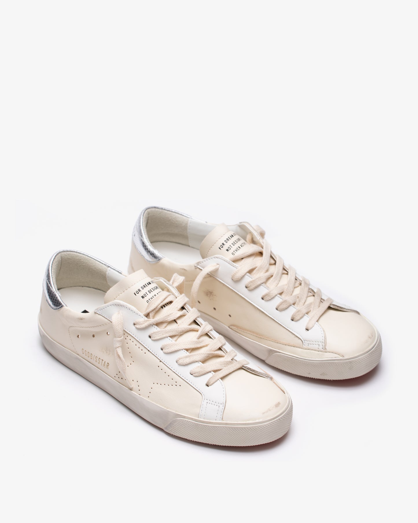 GOLDEN GOOSE Super-Star Nappa Upper Forated Star Snake Printed Heel Beige/Silver