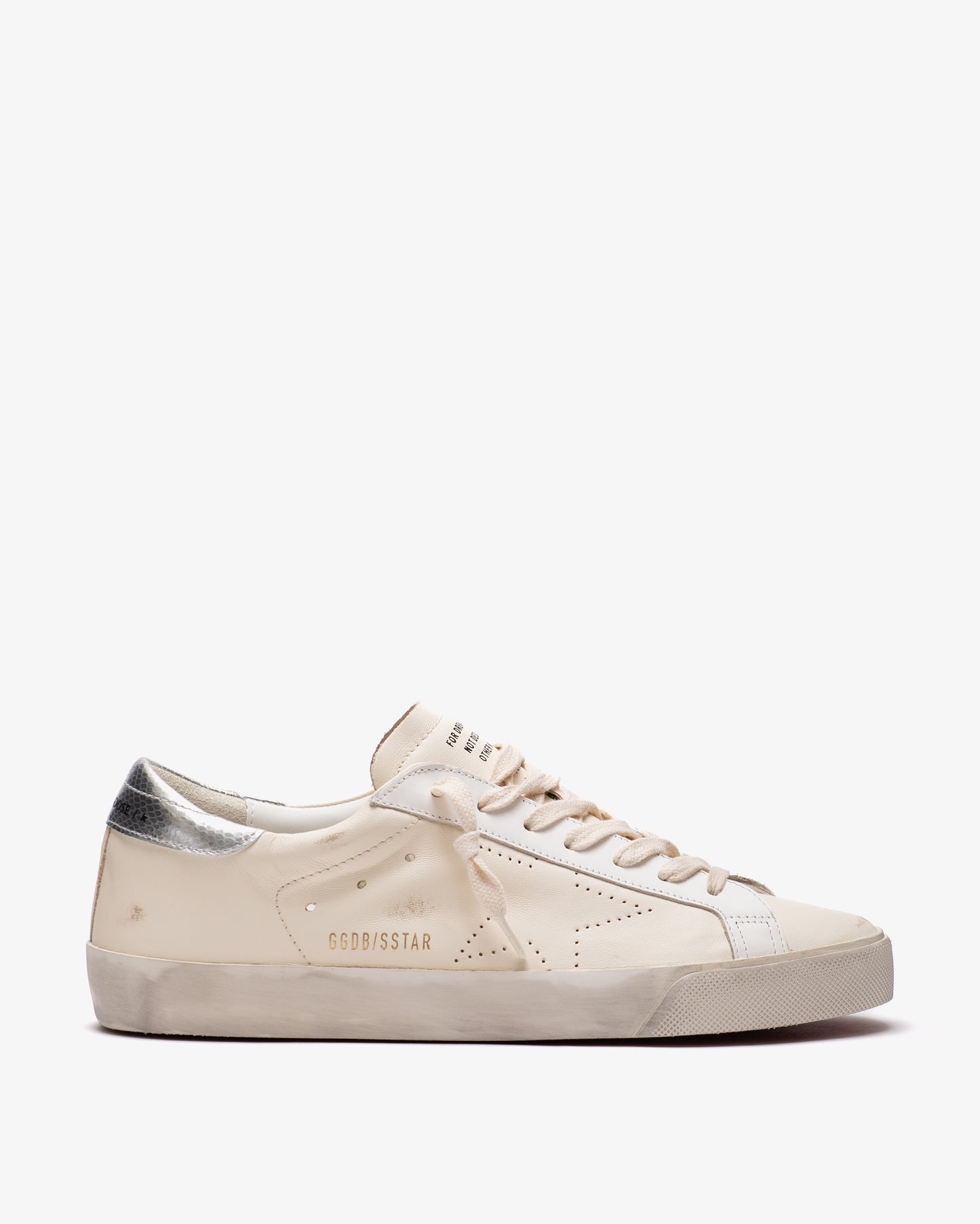 GOLDEN GOOSE Super-Star Nappa Upper Forated Star Snake Printed Heel Beige/Silver