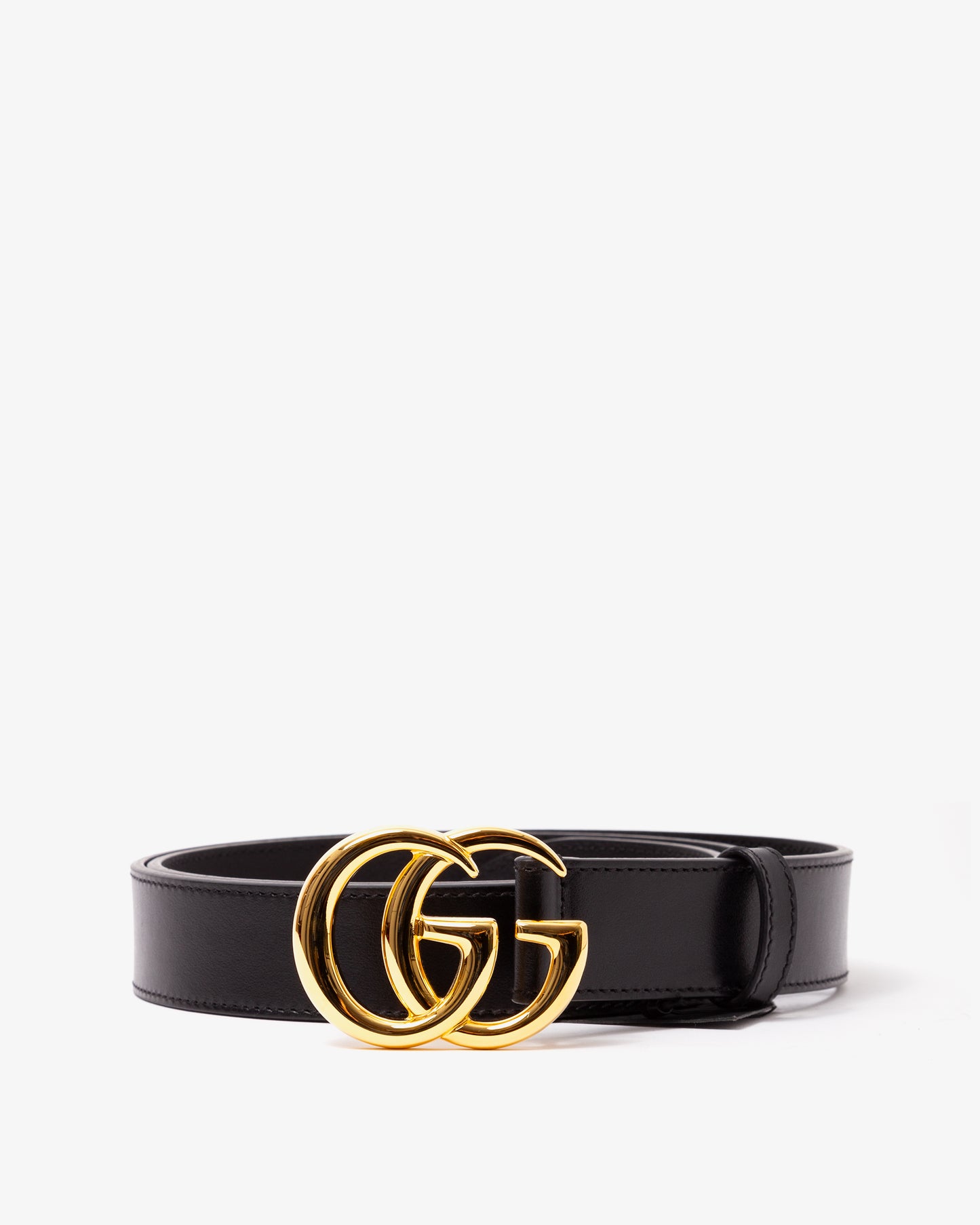 GUCCI GG Marmont Leather Belt With Shiny Buckle