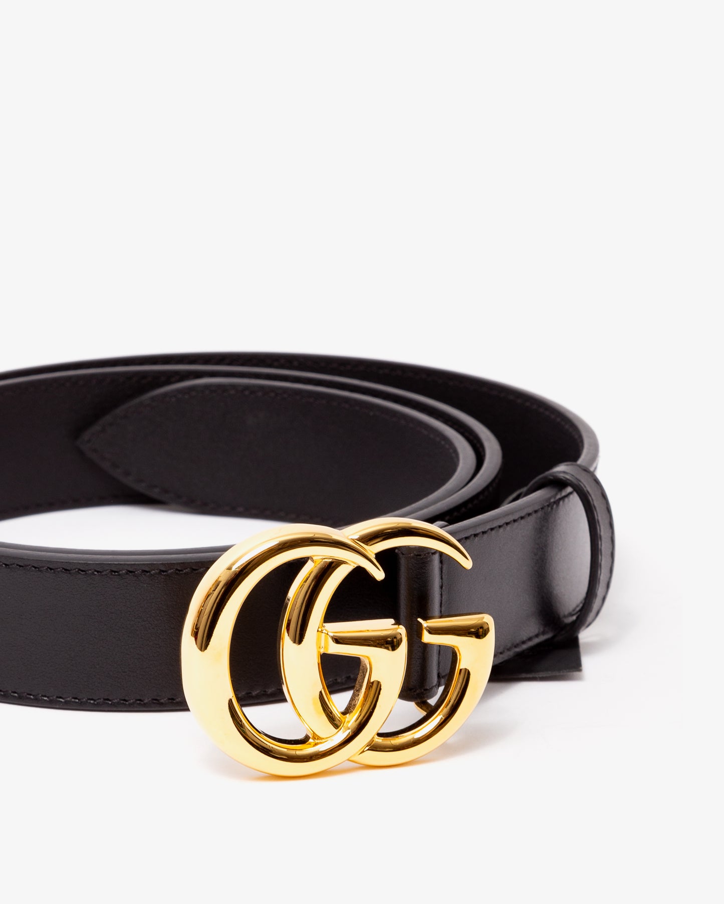 GUCCI GG Marmont Leather Belt With Shiny Buckle