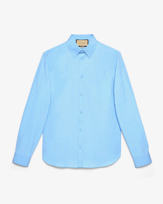 GUCCI Cotton Poplin Shirt with Embroidery