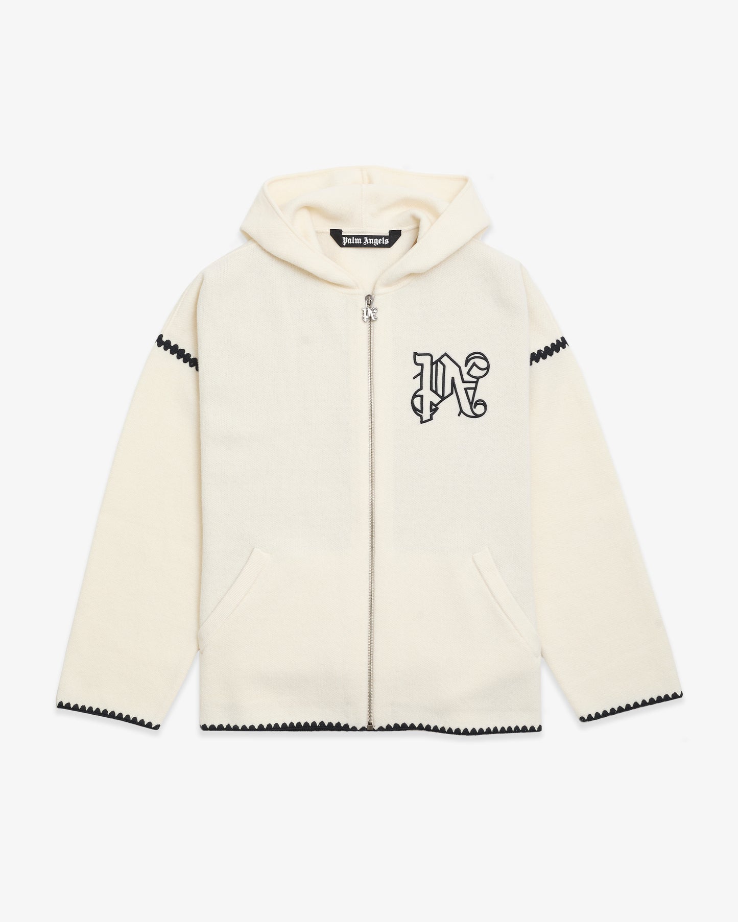 PALM ANGELS Monogram Zipped Knit Hoodie