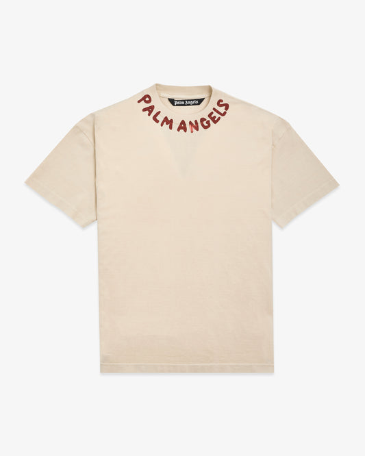 PALM ANGELS Collar Logo T-shirt Off White-Red