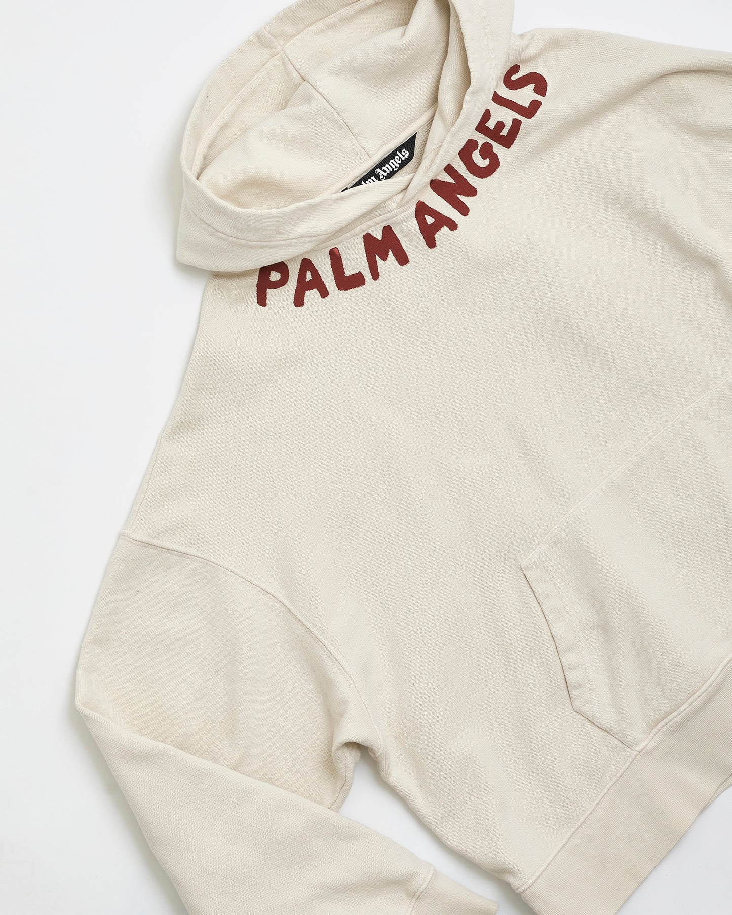 PALM ANGELS Collar Logo Hoodie Off White-Red