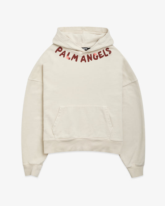 PALM ANGELS Collar Logo Hoodie Off White-Red