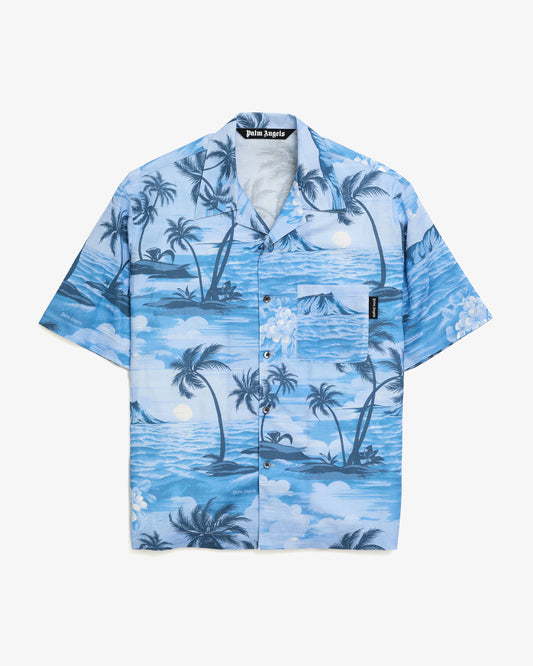 PALM ANGELS Sunset Bowling Shirt Indigo