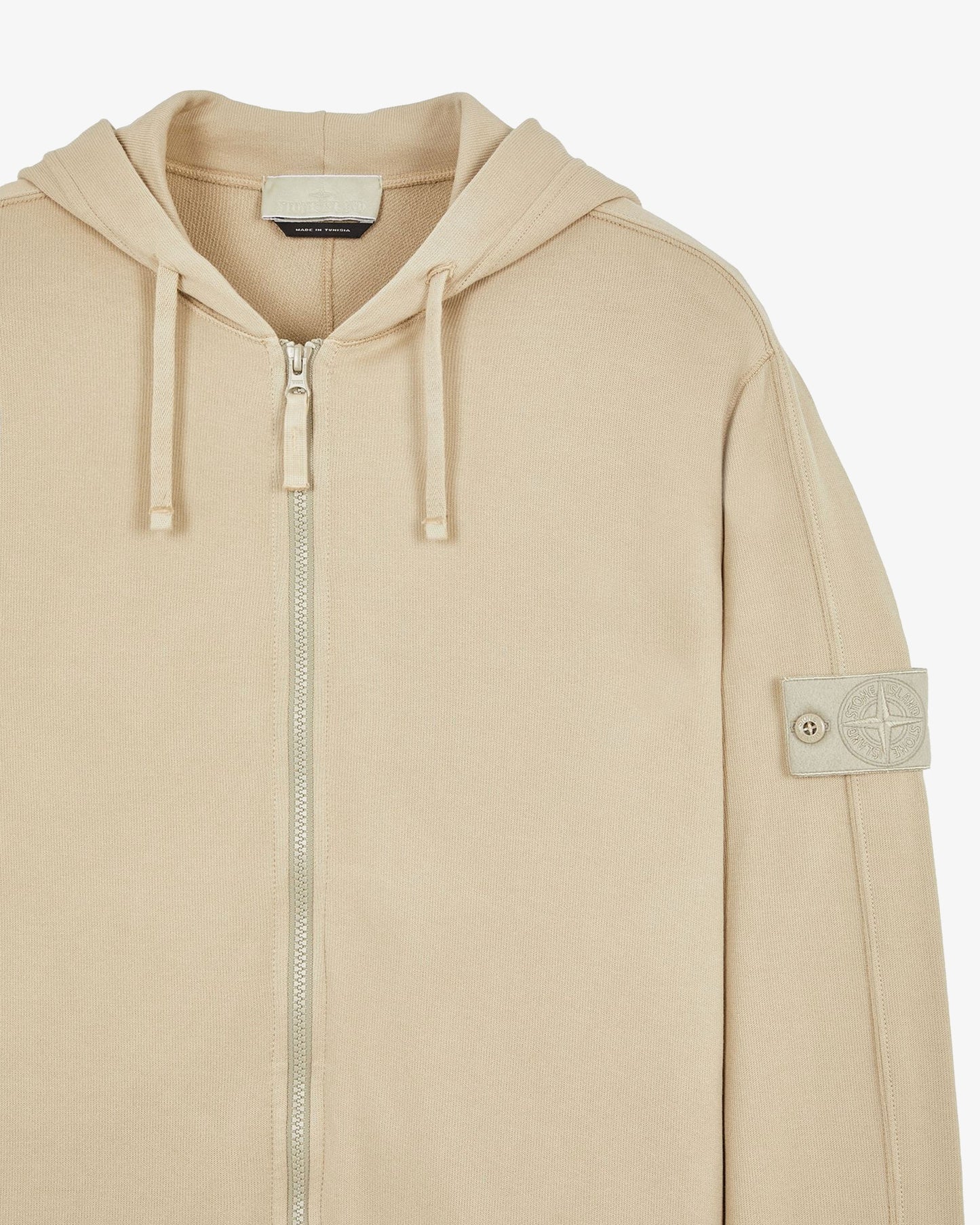 STONE ISLAND Ghost Full-Zip Sweatshirt with Hood Beige