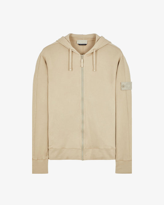 STONE ISLAND Ghost Full-Zip Sweatshirt with Hood Beige